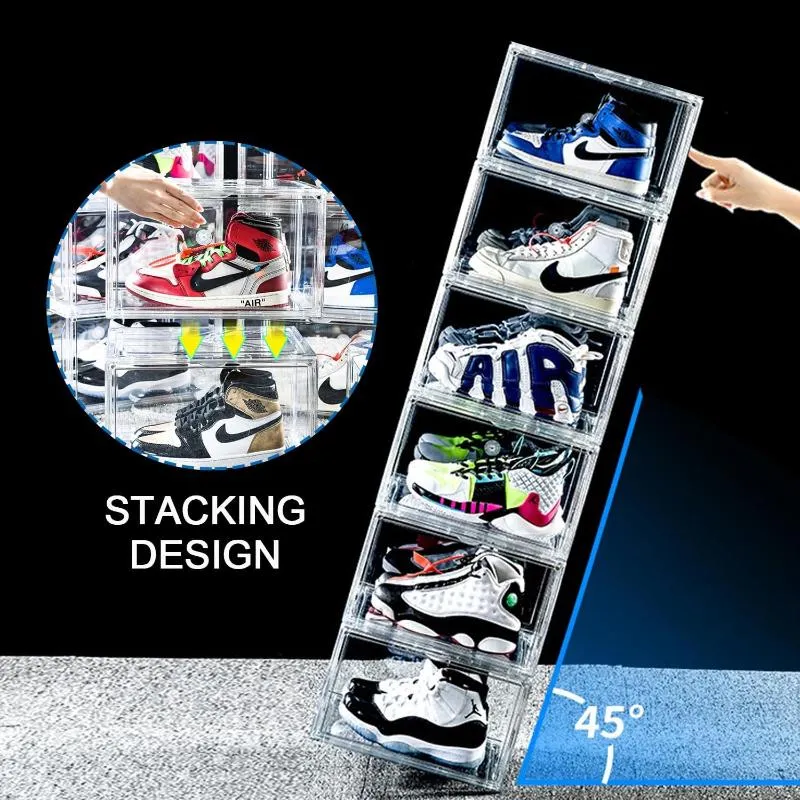 12 Packs Drop Side Shoe Storage Boxes Container