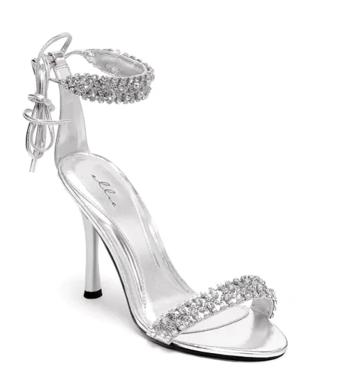 457-CLAUDIA Ellie Silver Pu High Heel Alternative Footwear Discontinued Sale Stock