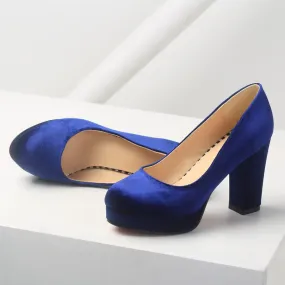 Amozae Elegant Women's High Heels Shoes Woman Fashion Flock Blue Red Heeled Party Wedding Shoes Female Pumps Shoes 2022 Heels Shoes