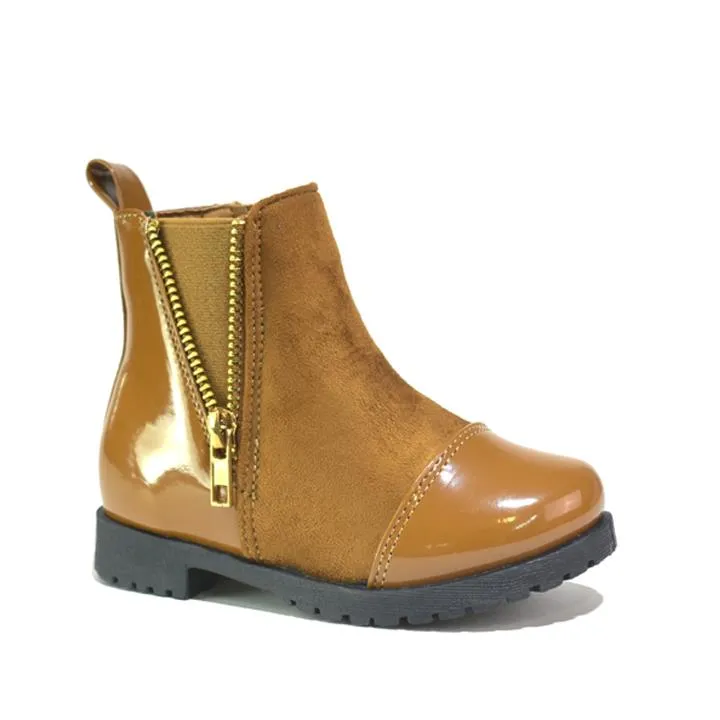 Girl's Ankle Boots Tan Patent