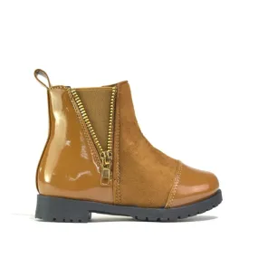 Girl's Ankle Boots Tan Patent