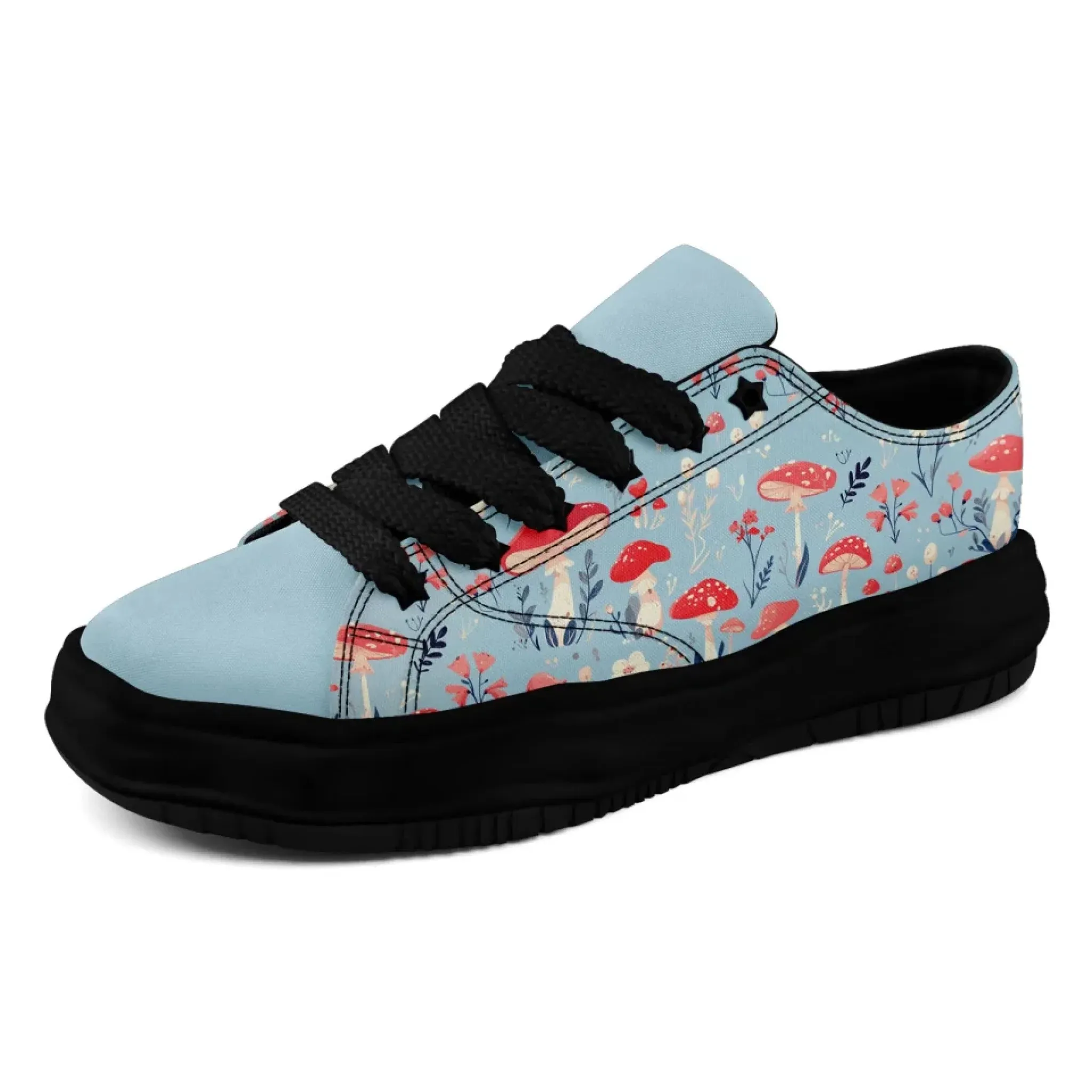 Personalized Enchanted Mushroom Sneakers ， Custom Fantasy Fungi Shoes, Unique Unisex Footwear