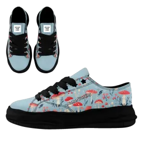 Personalized Enchanted Mushroom Sneakers ， Custom Fantasy Fungi Shoes, Unique Unisex Footwear