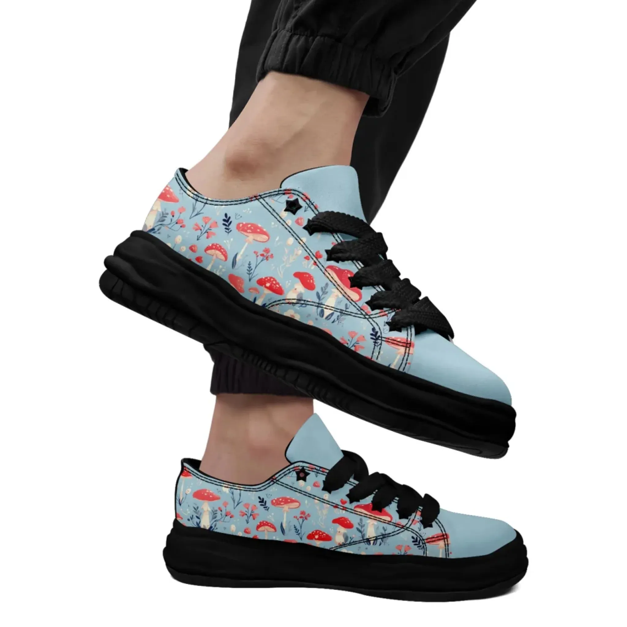 Personalized Enchanted Mushroom Sneakers ， Custom Fantasy Fungi Shoes, Unique Unisex Footwear