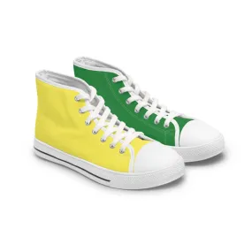 Women's Yellow & Green Mismatched High Top Sneakers